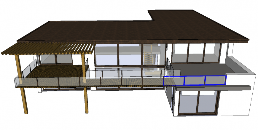 Beautiful glass house 3d model cad drawing details skp file