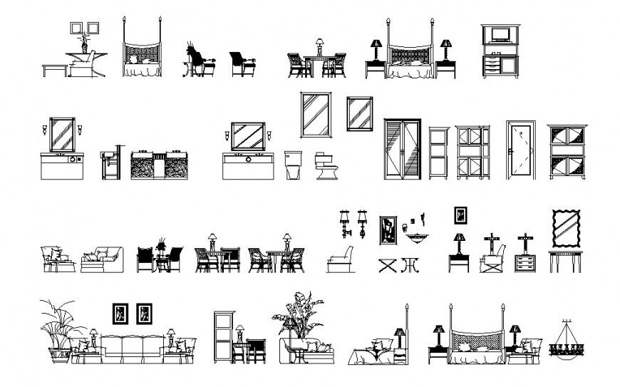 Beautiful hotel furniture 2d elevation blocks cad drawing details dwg file