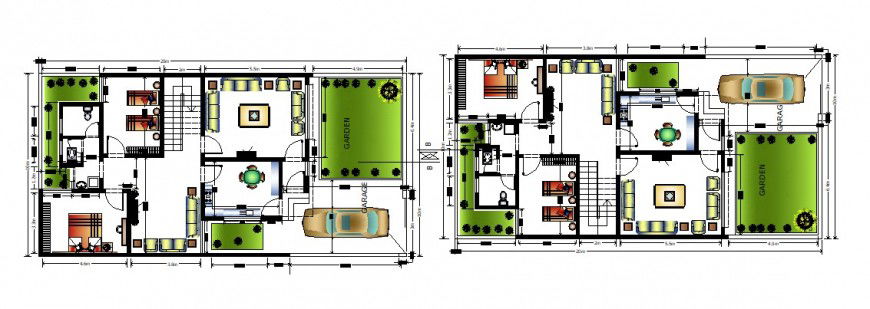 Beautiful house two story floor plan distribution cad drawing details dwg file
