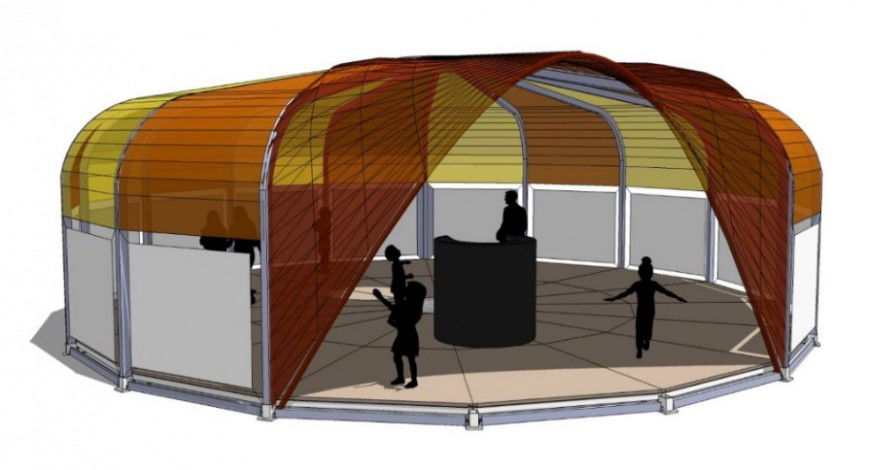Beautiful house type 3d gazebo model drawing details jpg file