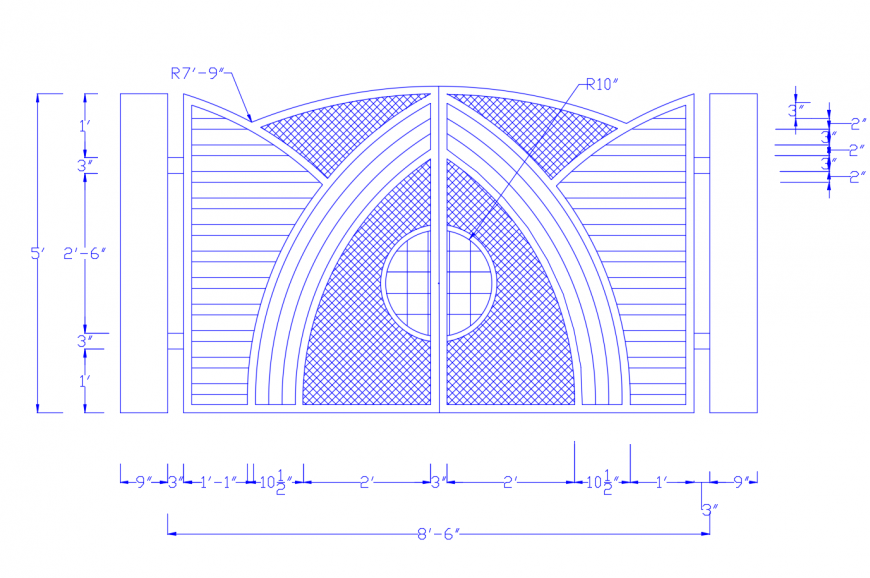 Beautiful main gate elevation block cad drawing details dwg file
