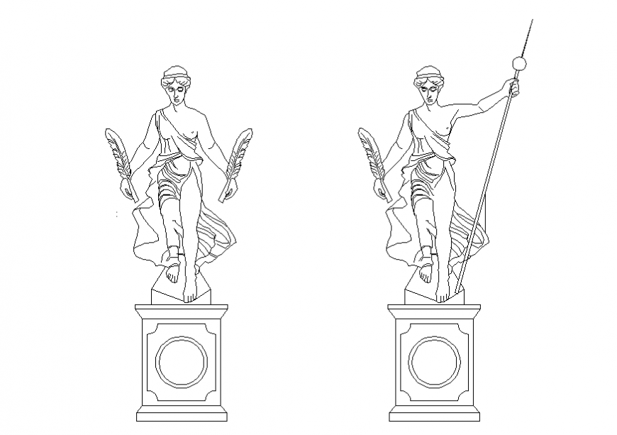 Beautiful men sculpture blocks cad drawing details dwg file