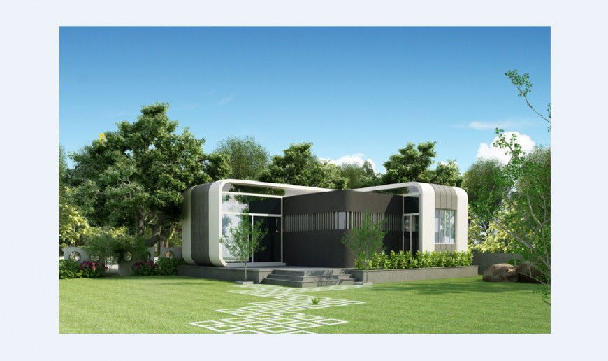 Beautiful modern 3d bungalow model cad drawing details jpg file