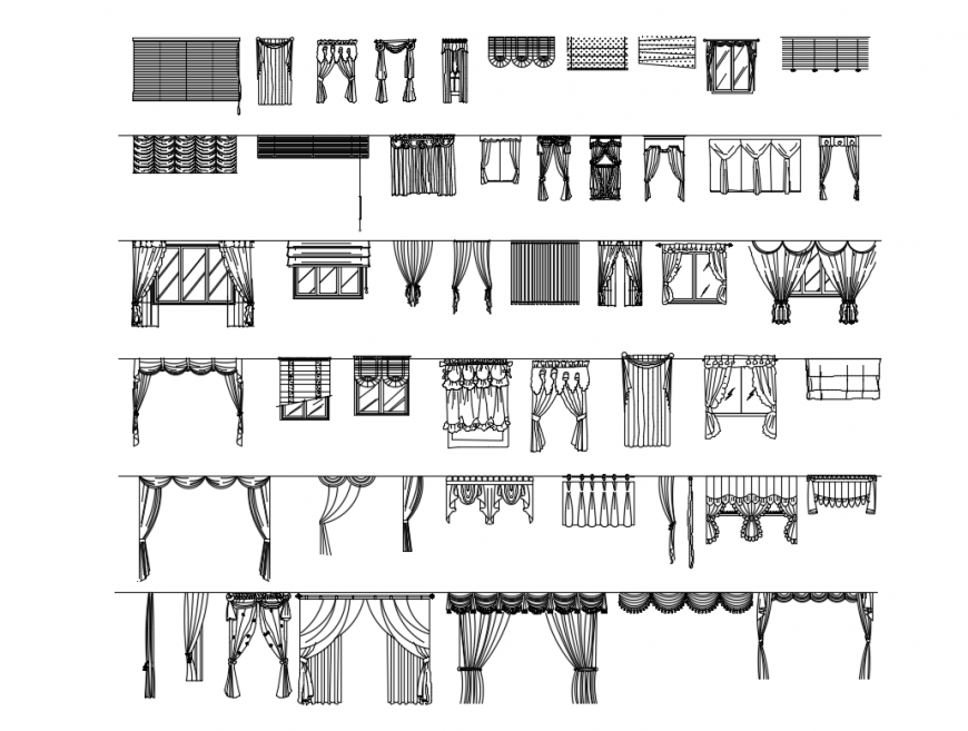 Beautiful multiple curtain sect cad drawing details dwg file