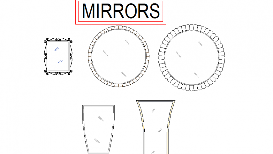 Beautiful multiple mirrors blocks cad drawing details dwg file