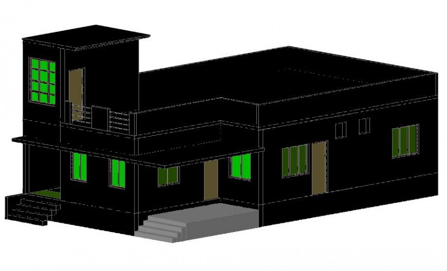Beautiful one family 3d bungalow model cad drawing details dwg file