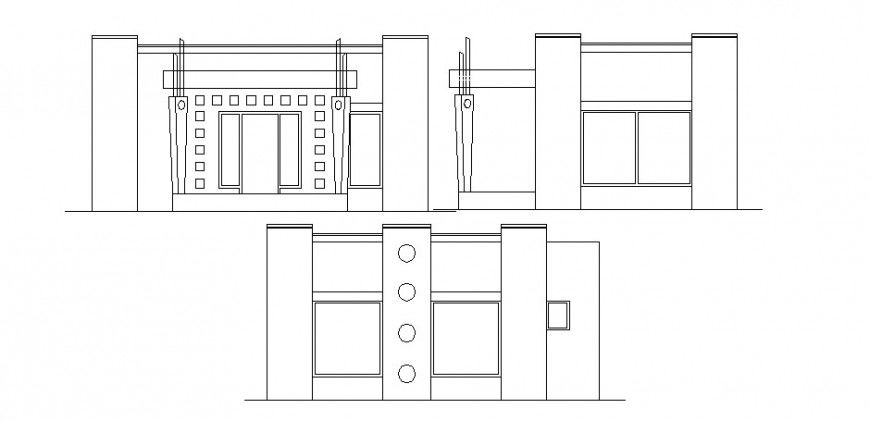 Beautiful one family house all sided elevation cad drawing details dwg file