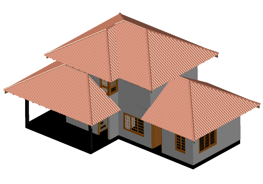 Beautiful one family roof house 3d model cad drawing details dwg file