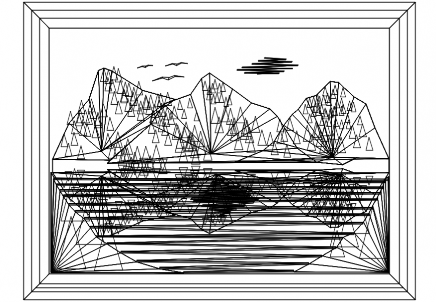 Beautiful painting front elevation drawing details dwg file