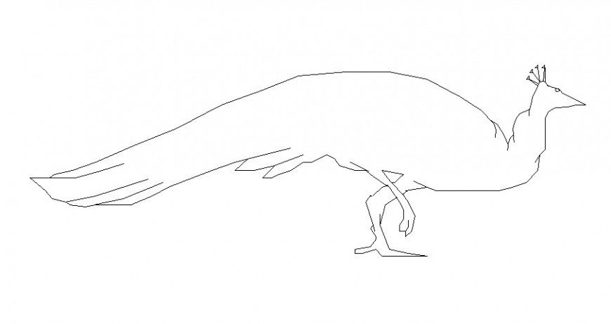 Beautiful peacock elevation 2d block cad drawing details dwg file