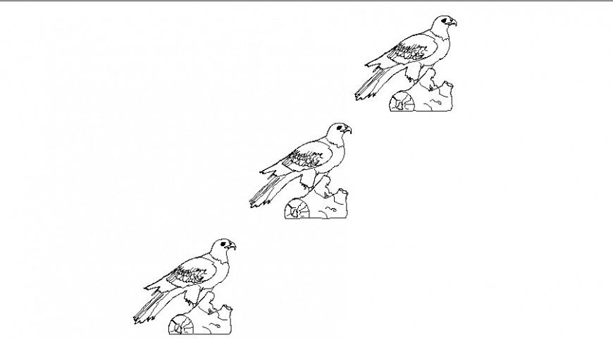 Beautiful pigeon elevation 2d block cad drawing details dwg file