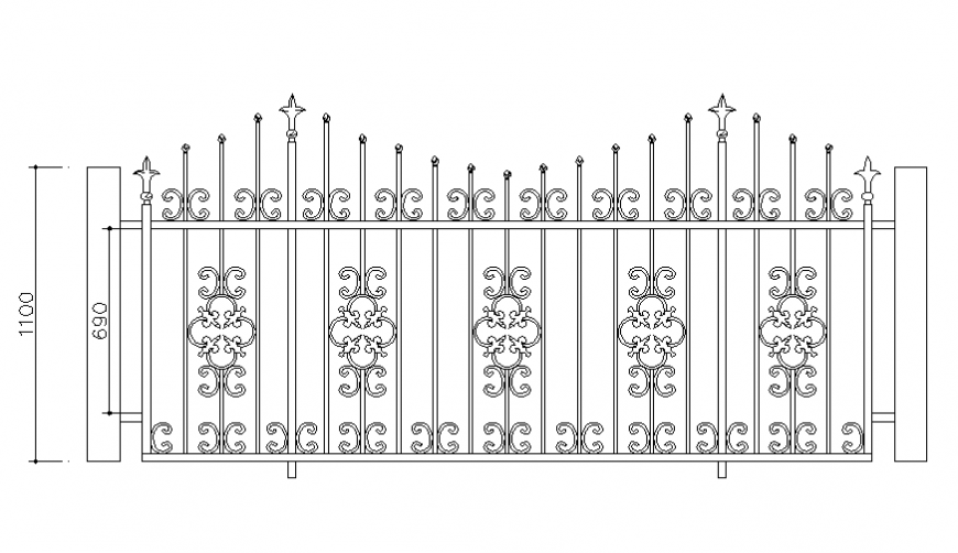 Beautiful railing elevation of staircase cad drawing details dwg file