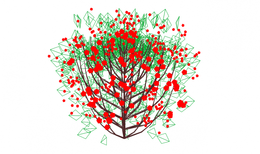 Beautiful red flower plant color drawing details dwg file