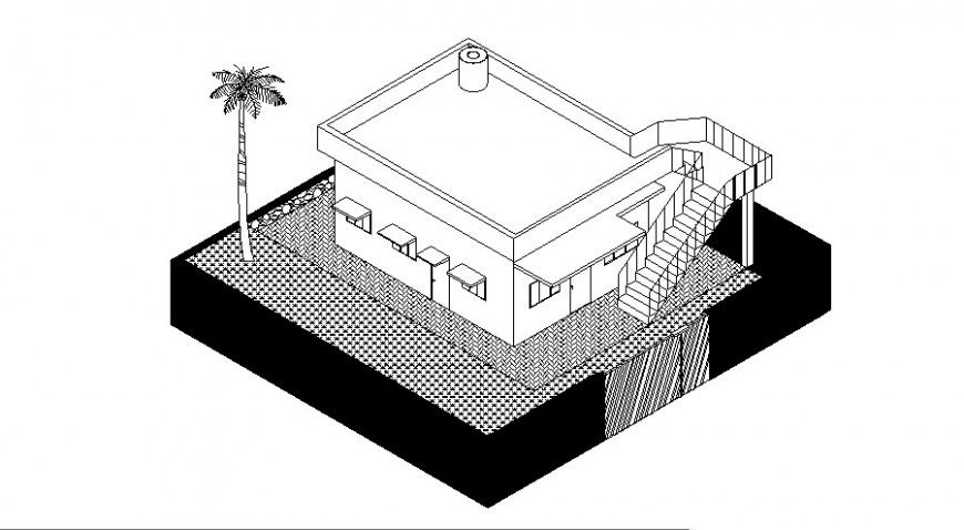 Beautiful residential house top view elevation cad drawing details dwg file