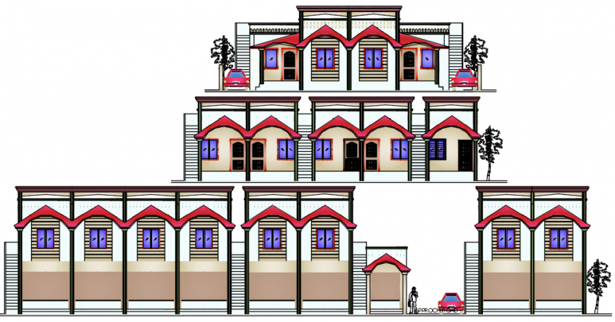 Beautiful residential villa all sided elevation drawing details dwg file
