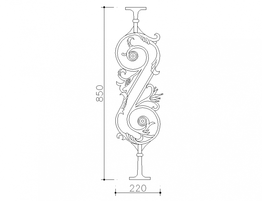 Beautiful single railing design block cad drawing details dwg file