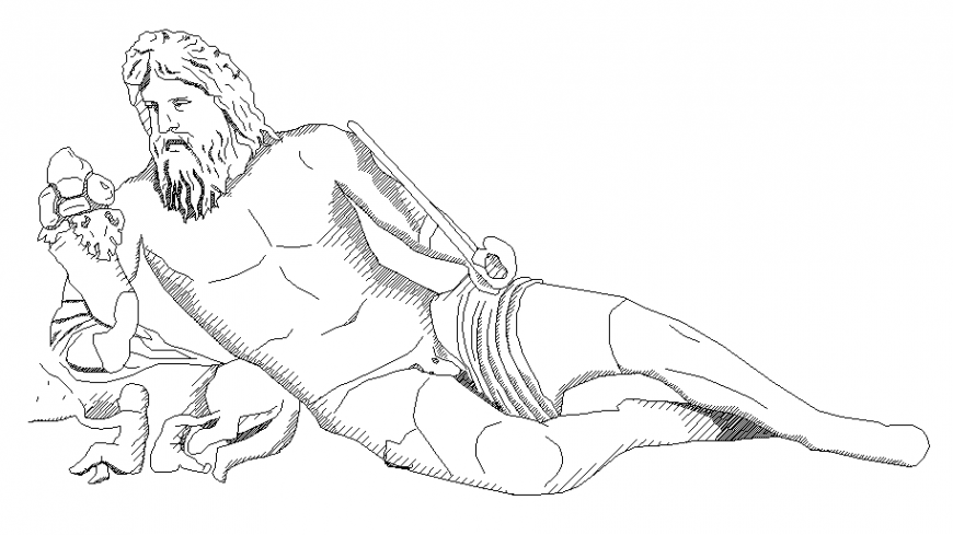 Beautiful single statue block cad drawing details dwg file