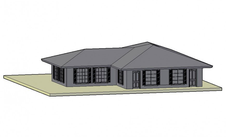 Beautiful single story club house 3d model cad drawing details dwg file