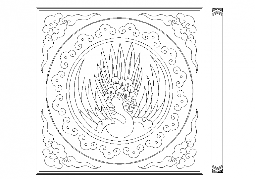 Beautiful square pattern tile block cad drawing details dwg file