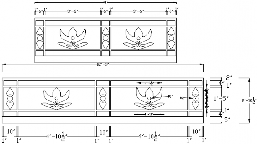 Beautiful staircase railing elevation block cad drawing details dwg file