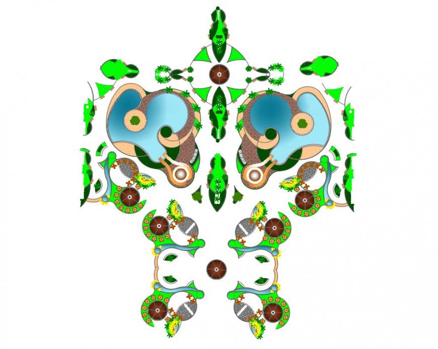 Beautiful theme park design and landscaping structure details dwg file