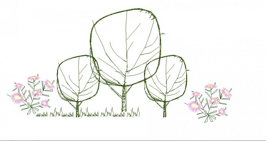 Beautiful tree and plant elevation blocks cad drawing details dwg file