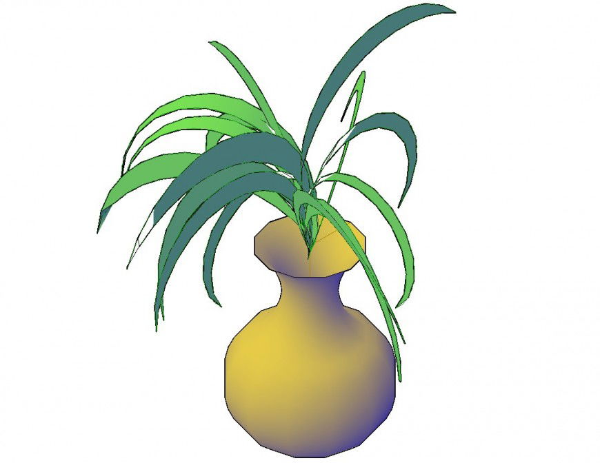 Beautiful tree plant with pot 3d model cad drawing details dwg file