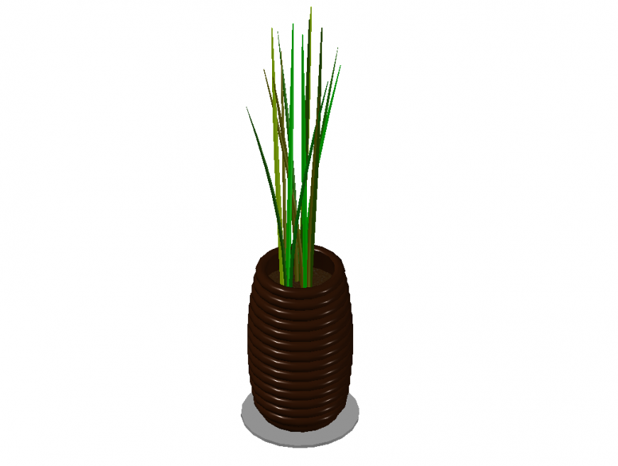 Beautiful tree plant with vase 3d drawing details dwg file