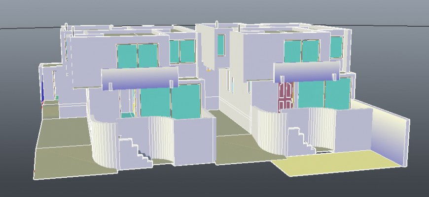 Beautiful twin-house 3d model cad drawing details dwg file