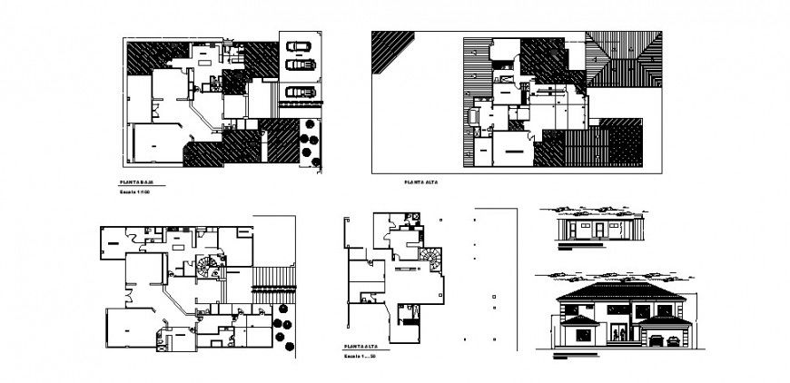 Beautiful two-story house detailed architecture project dwg file