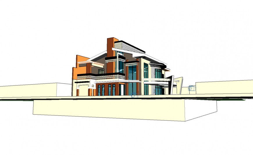Beautiful two story bungalow 3d model cad drawing details dwg file