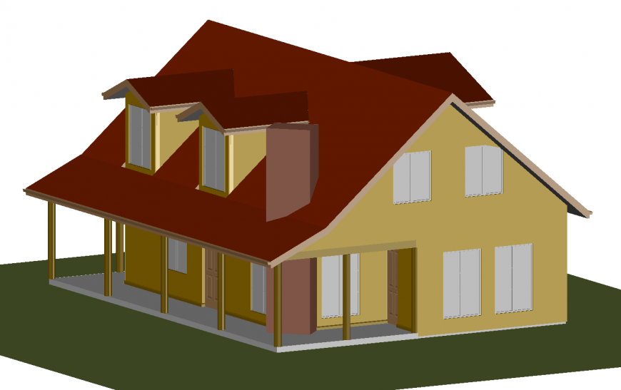 Beautiful two story residential house 3d model cad drawing details dwg file
