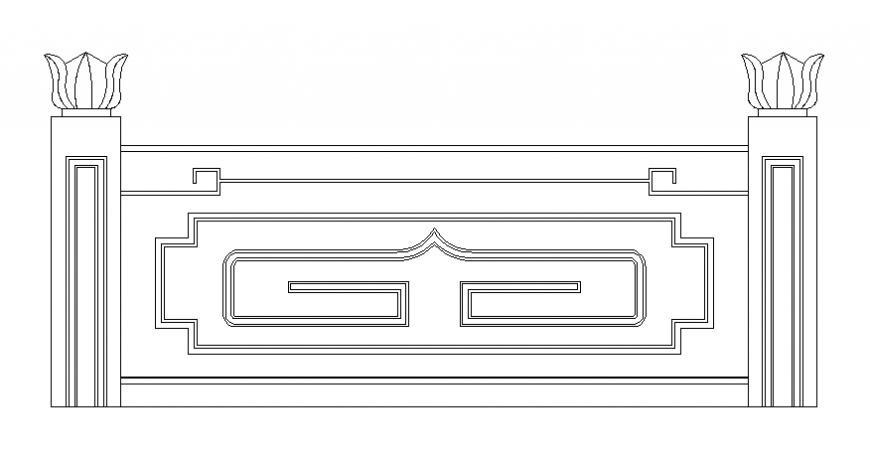 Beautiful wooden railing block cad drawing details dwg file
