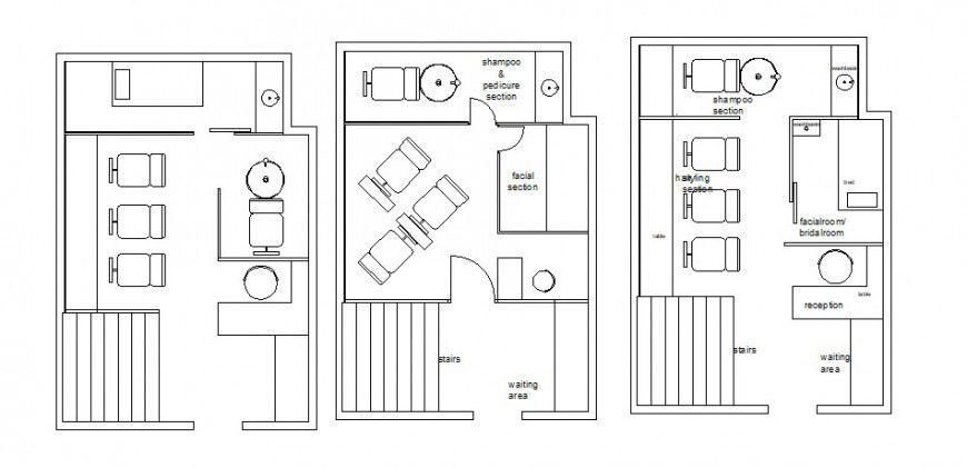 Beauty parlor floor plan in AutoCAD file