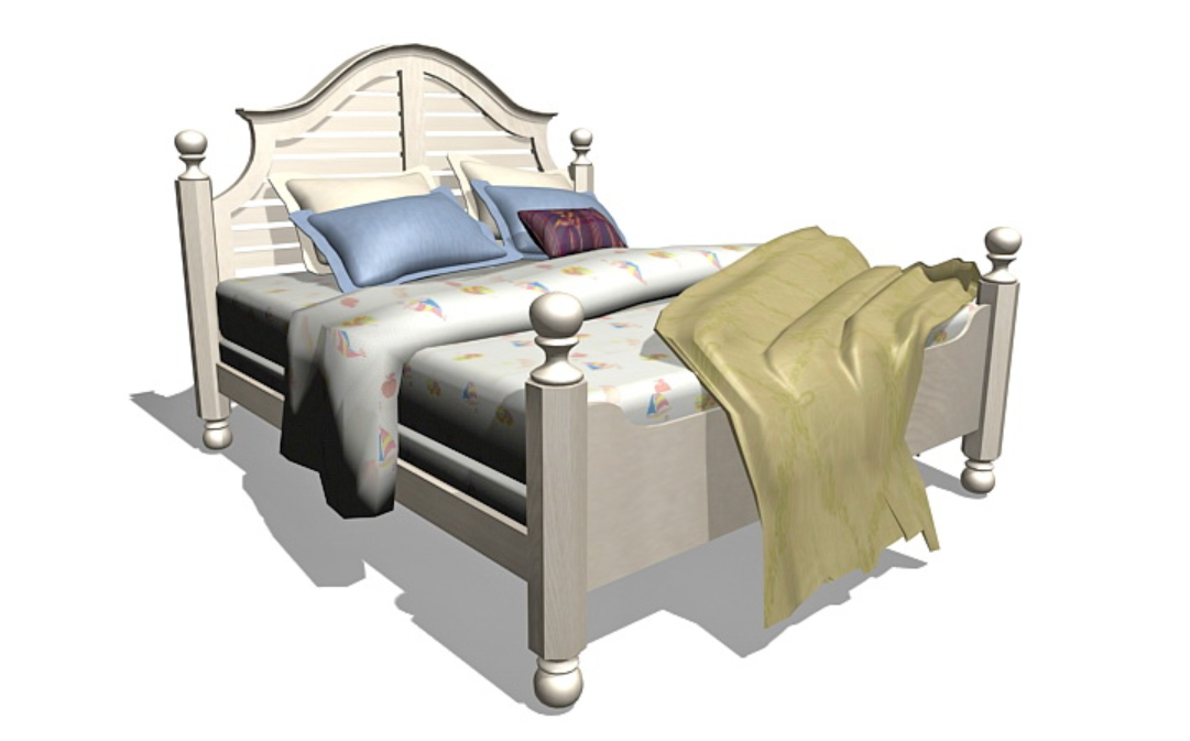 3D Double Bed with Mattress MAX Model Blocks Design