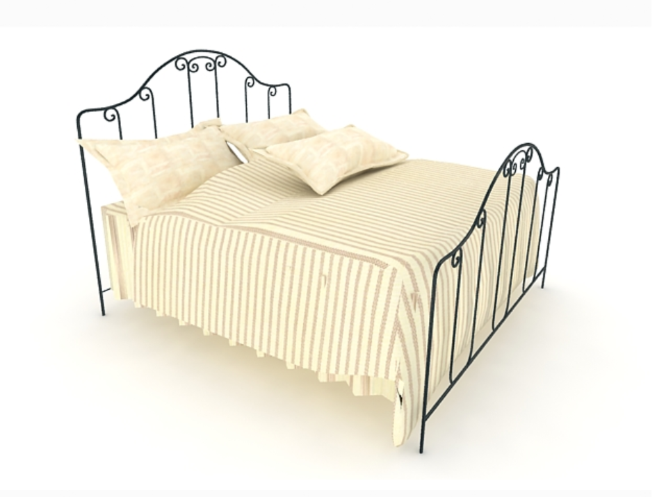 3D Iron Double Bed Elevation Design in Max File Format