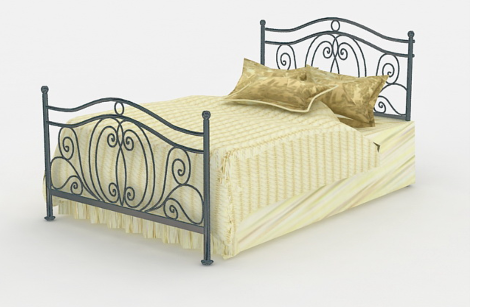 3D Iron Double Bed Model Design in MAX File Format