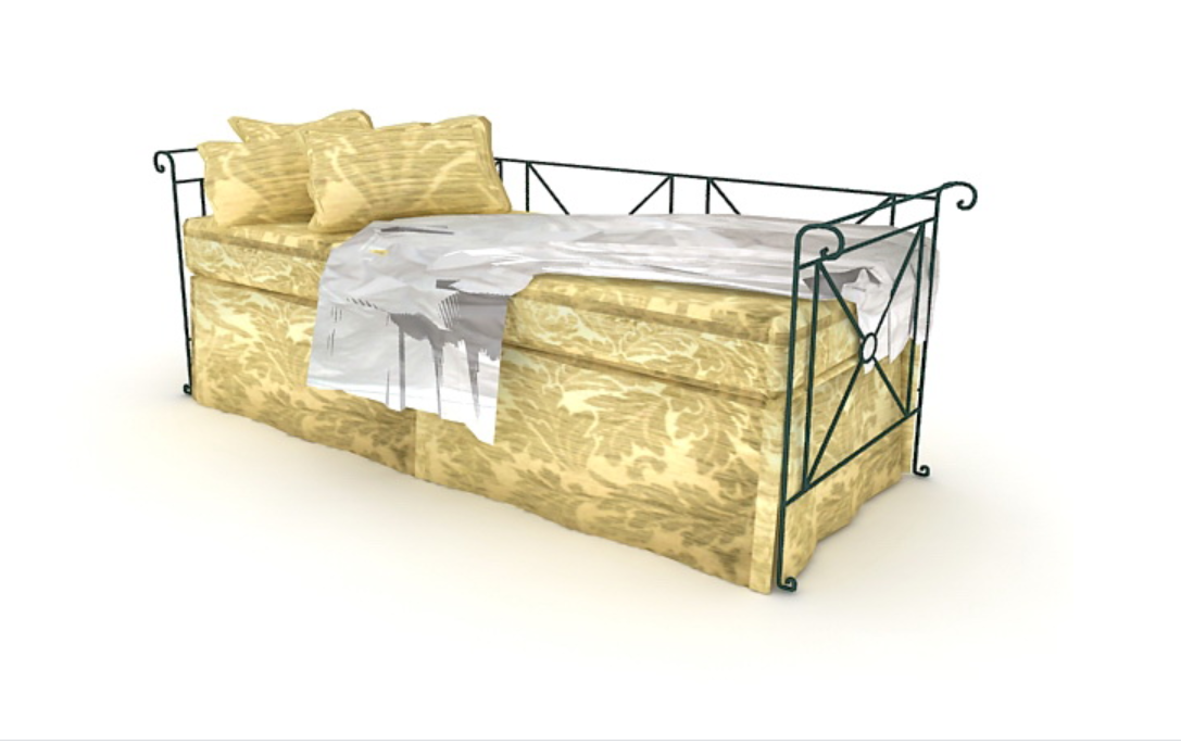 3d Single Bed Isometric Elevation design Max File