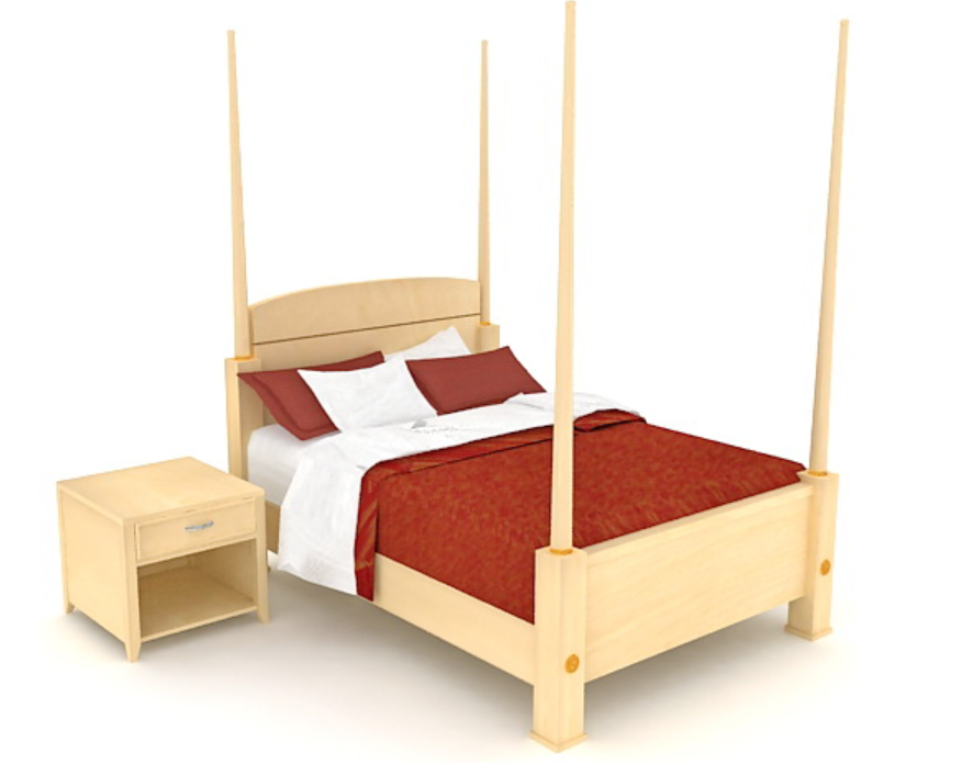 3D Double Bed with Side Table MAX File for Interiors
