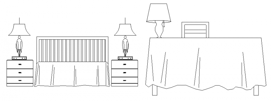 Bed and table lamp CAD Blocks detail dwg file