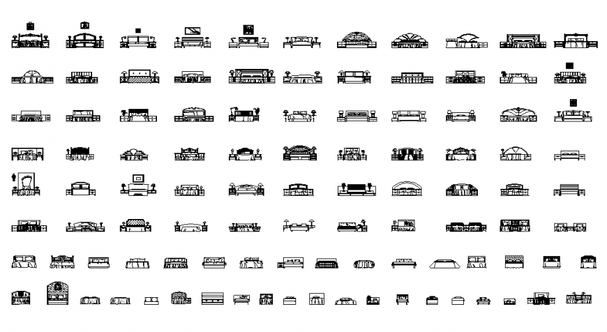 Bed CAD Blocks with 2D Elevation Layout in DWG Format