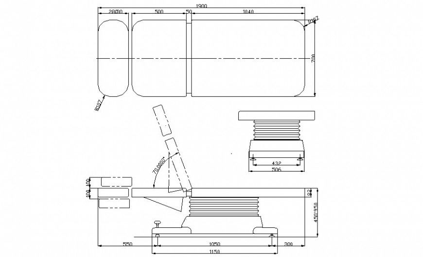 Bed detail elevation drawing 2d view in autocad software