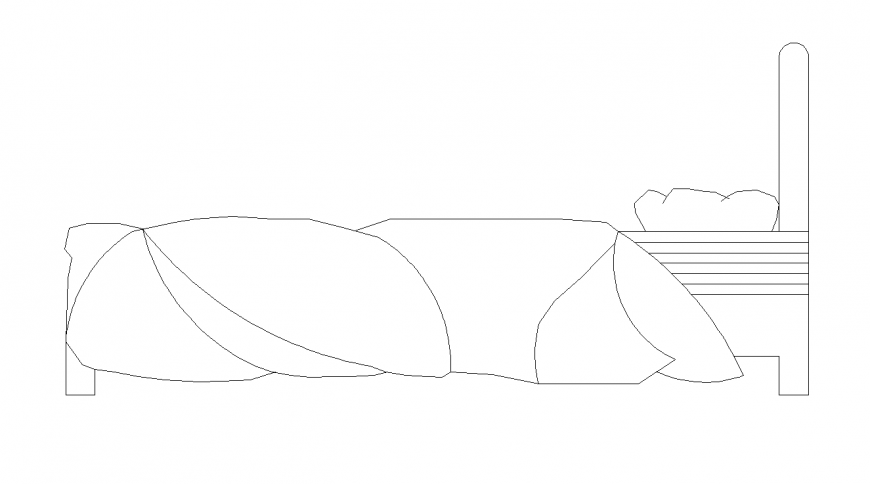 Bed elevation drawing with detailed dimensions in DWG file
