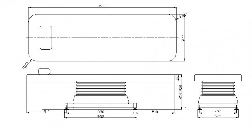 Bed elevation hospital furniture unit drawing in autocad