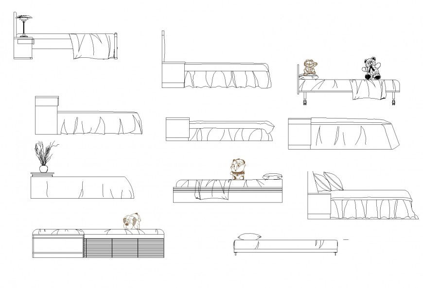 Bed Furniture CAD Blocks Layout in AutoCAD DWG Format