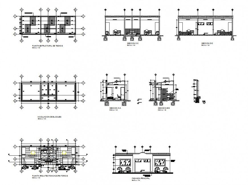 Bedroom and washing area plan and elevation in autocad file