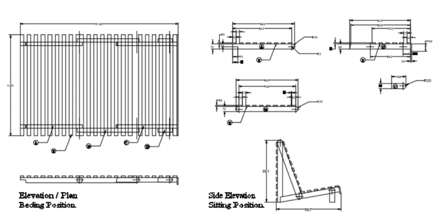Bed top view detailing dwg file