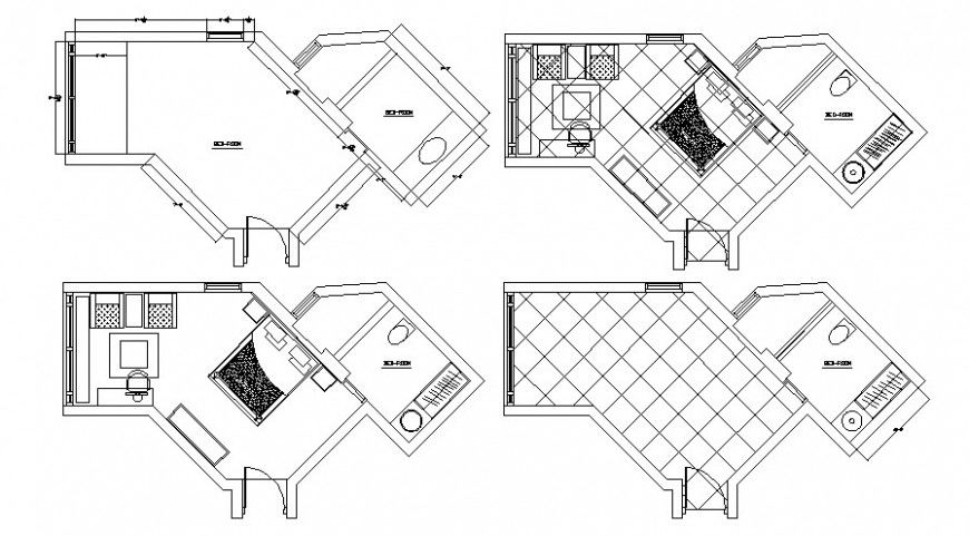 Bedroom area drawings detail 2d view work plan autocad file