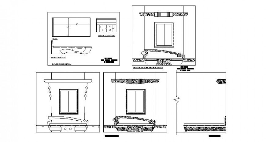 Bedroom area elevation detail 2d drawing in this autocad format