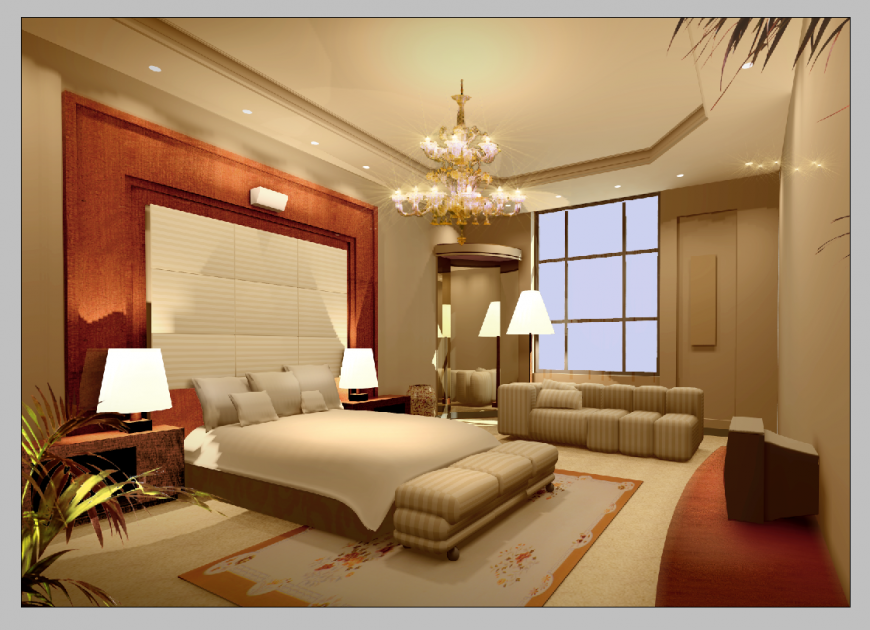 Bedroom detail elevation 3d model layout PSD file